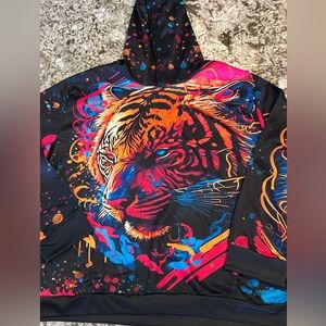 4XL Mens Native American Tiger Neon Bright Sweatshirt  All Over Print Plus Long